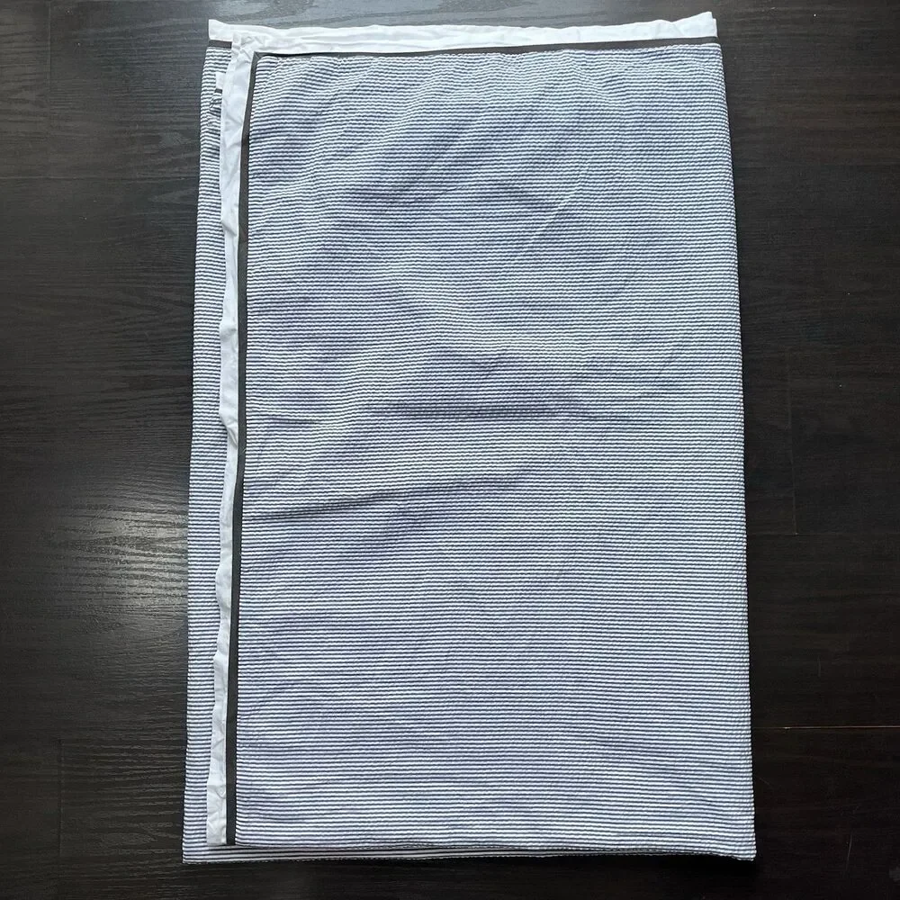 West Elm Twin Duvet Cover Coastal Seersucker Stripes 100% Cotton Button Closure